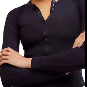 FP Movement Women's Kick Off Solid Layer Henley Black Size S